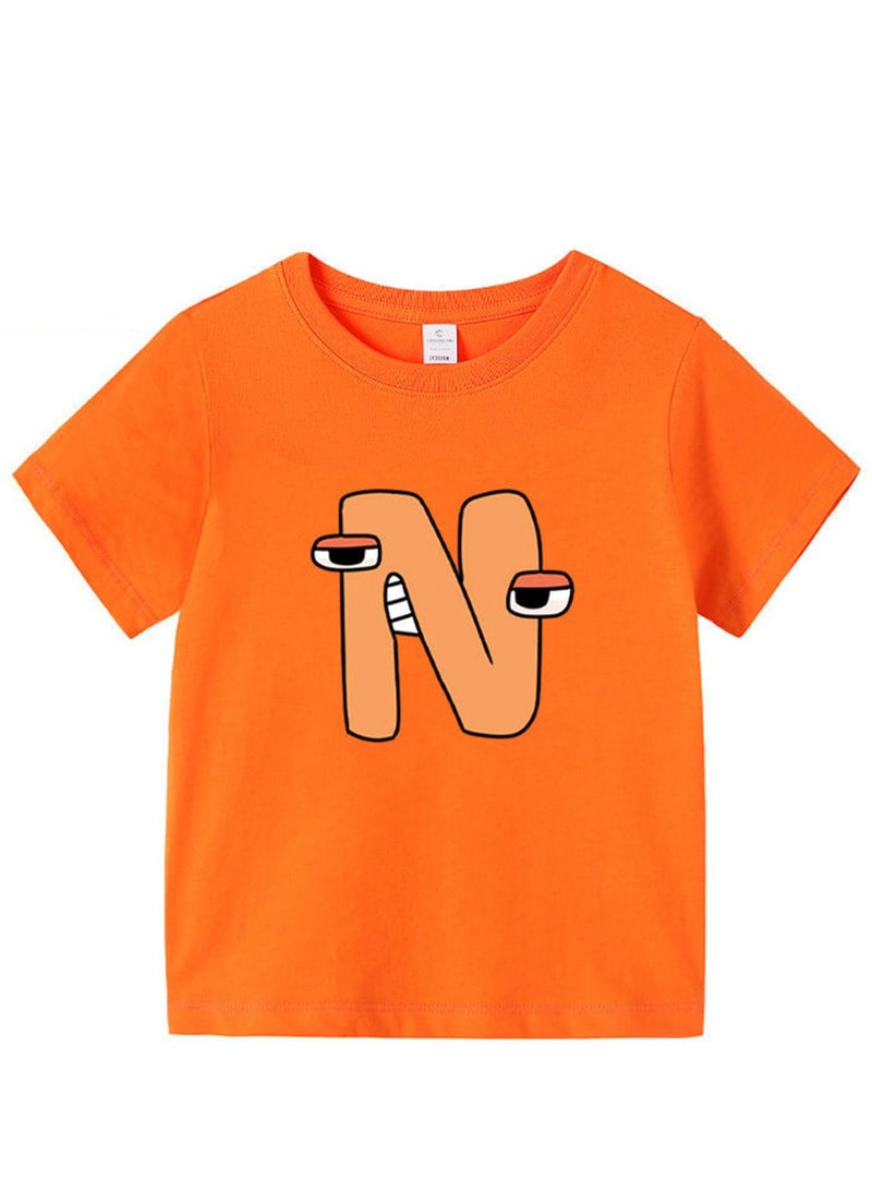Cartoon Letter Legend 3D digital printing personalized breathable children's T-shirt  - Image 1