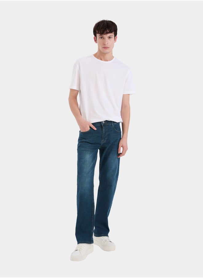 DeFacto DeFacto Men's Dark Wash Blue Straight Leg Jeans  - Image 3