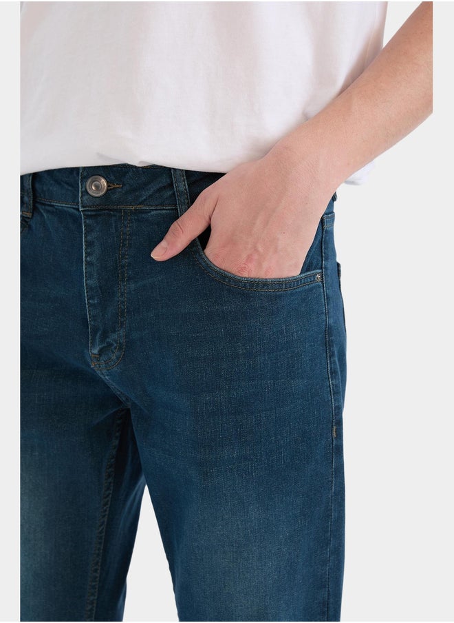 DeFacto DeFacto Men's Dark Wash Blue Straight Leg Jeans  - Image 5