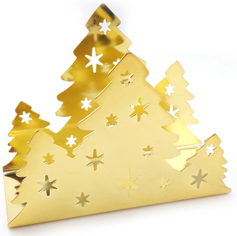 Lysenn Christmas Napkin Holder for Tables - Tissue Dispenser for Kitchen Countertop - Upgraded Sturdy Stainless Steel - Storage and Organization for Multiple Sizes - 6.3 x 4.8 x 2.5 inches - Gold - Image 1