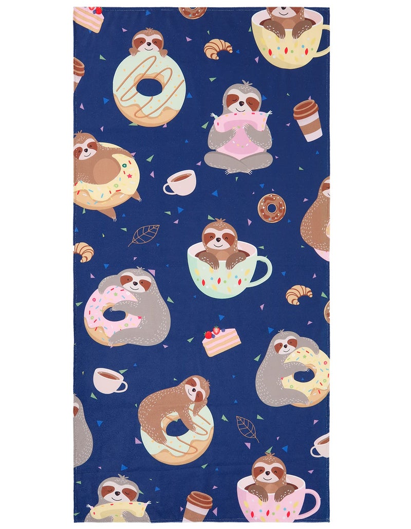 LIVILAN LIVILAN Sloth Donut Beach Towel Super Soft Microfiber Quick Dry Sand Free Cute Lightweight Swim Pool Bath Yoga Towel Sloth Donut Gifts 30x60 inches 
