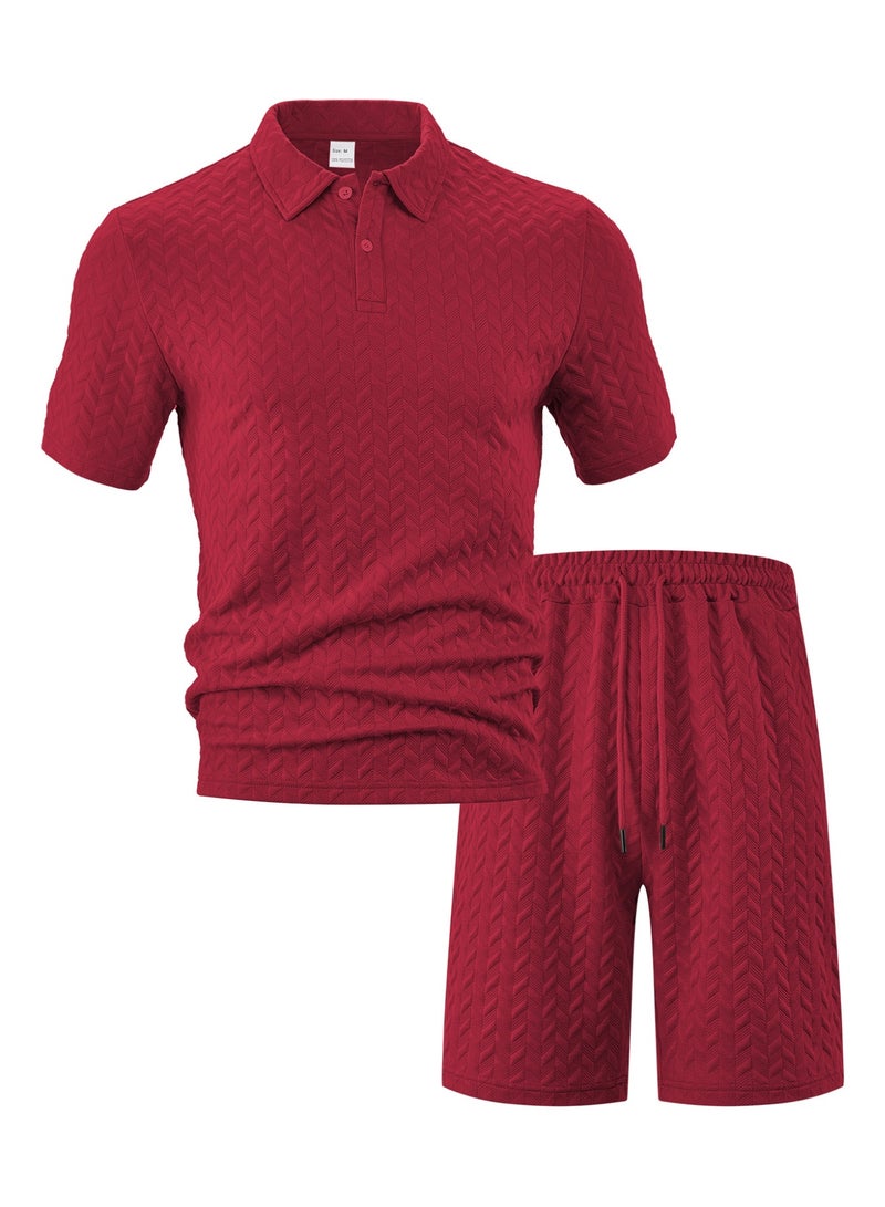 Casual Summer Men's Polo Shirt Set Short Sleeve Fashion Sporty Menswear Thin Material Male Ensemble - Image 1