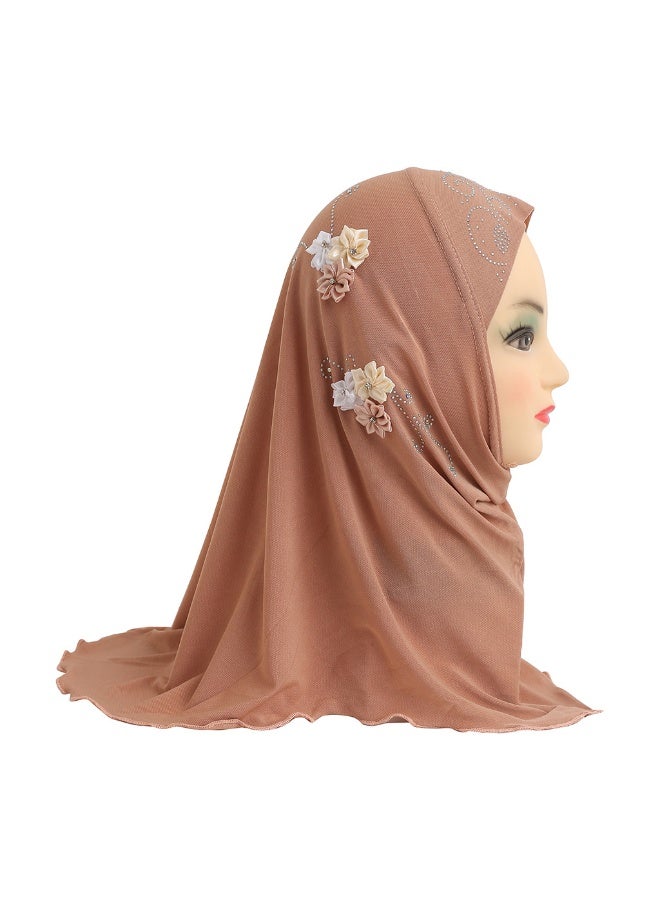 NIBEMINENT Little Girls Lovely Muslim Hijab with Flower Design, Soft One Piece Headscarf Anti-UV Islamic Turban Hijab for 2-6 Yrs - Image 1