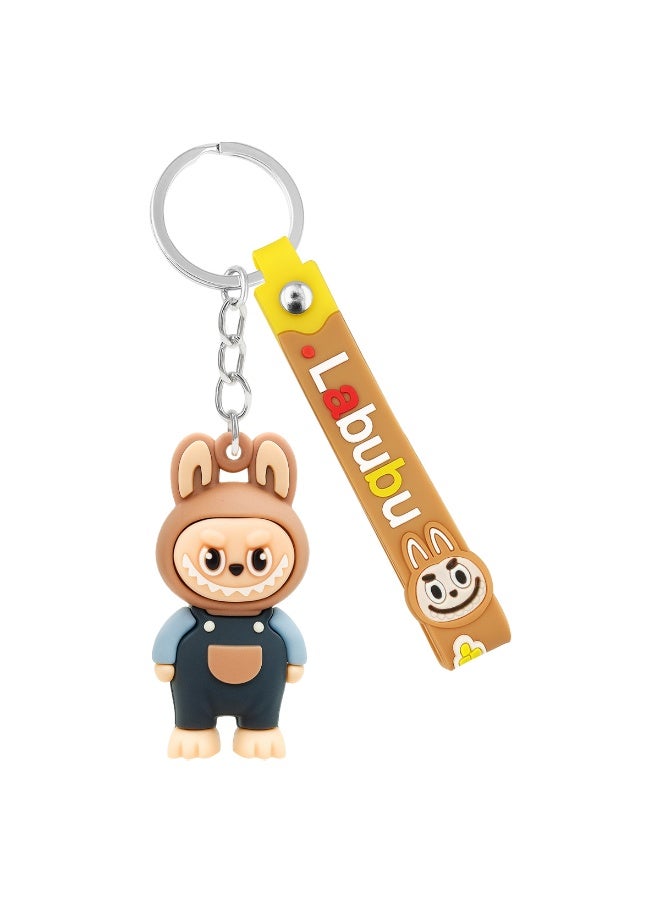 لابوبو سلسلة مفاتيح LABUBU على شكل شخصية كرتونية مع بطاقة مطاطية مقاس 12.5 سم - سلسلة مفاتيح متينة من البولي فينيل كلوريد للحقائب والمحافظ وحقائب الظهر، خفيفة الوزن، بتصميم صغير الحجم، هدية مثالية للفتيات والأصدقاء والعائلة - Image 1