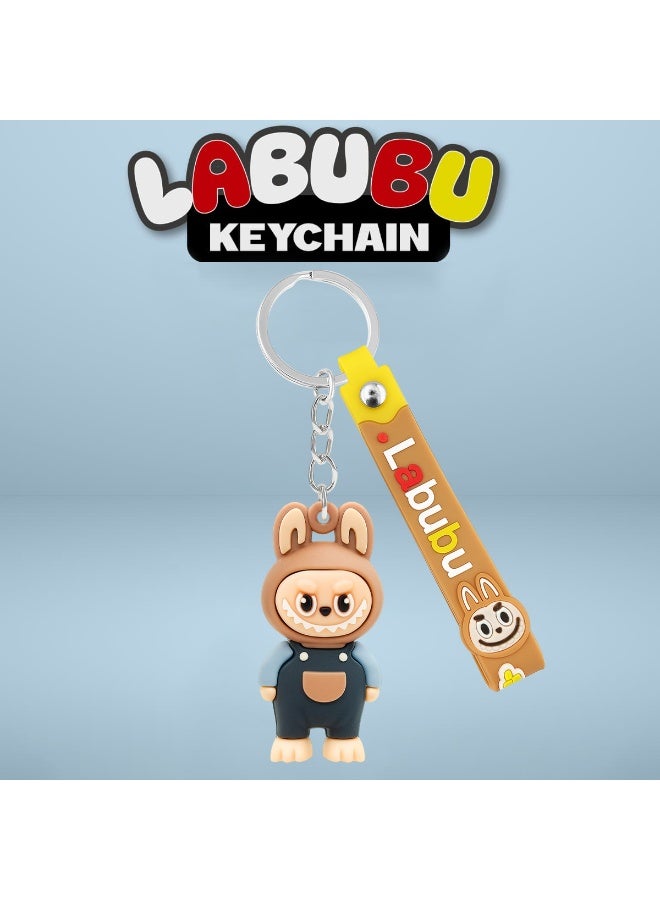 لابوبو سلسلة مفاتيح LABUBU على شكل شخصية كرتونية مع بطاقة مطاطية مقاس 12.5 سم - سلسلة مفاتيح متينة من البولي فينيل كلوريد للحقائب والمحافظ وحقائب الظهر، خفيفة الوزن، بتصميم صغير الحجم، هدية مثالية للفتيات والأصدقاء والعائلة - Image 2