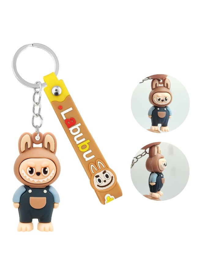 لابوبو سلسلة مفاتيح LABUBU على شكل شخصية كرتونية مع بطاقة مطاطية مقاس 12.5 سم - سلسلة مفاتيح متينة من البولي فينيل كلوريد للحقائب والمحافظ وحقائب الظهر، خفيفة الوزن، بتصميم صغير الحجم، هدية مثالية للفتيات والأصدقاء والعائلة - Image 5