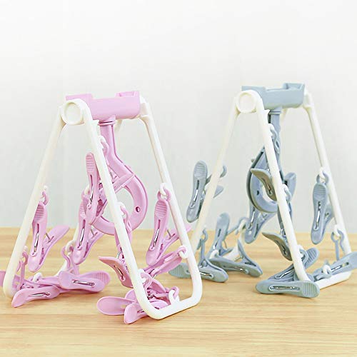 HKzzy ZACI 2 Pack Clothes Drying Rack,12 Clips Laundry Drying Rack Folding Sock and Underwear Plastics Hanger - Image 4