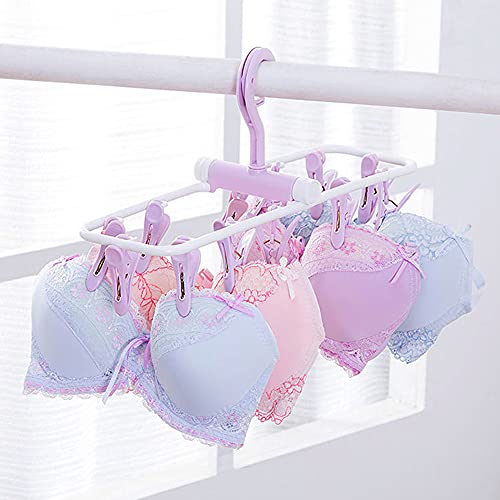 HKzzy ZACI 2 Pack Clothes Drying Rack,12 Clips Laundry Drying Rack Folding Sock and Underwear Plastics Hanger - Image 5