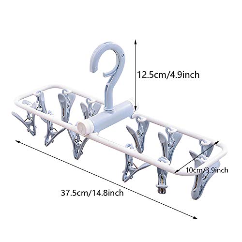 HKzzy ZACI 2 Pack Clothes Drying Rack,12 Clips Laundry Drying Rack Folding Sock and Underwear Plastics Hanger - Image 2