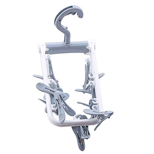 HKzzy ZACI 2 Pack Clothes Drying Rack,12 Clips Laundry Drying Rack Folding Sock and Underwear Plastics Hanger - Image 3