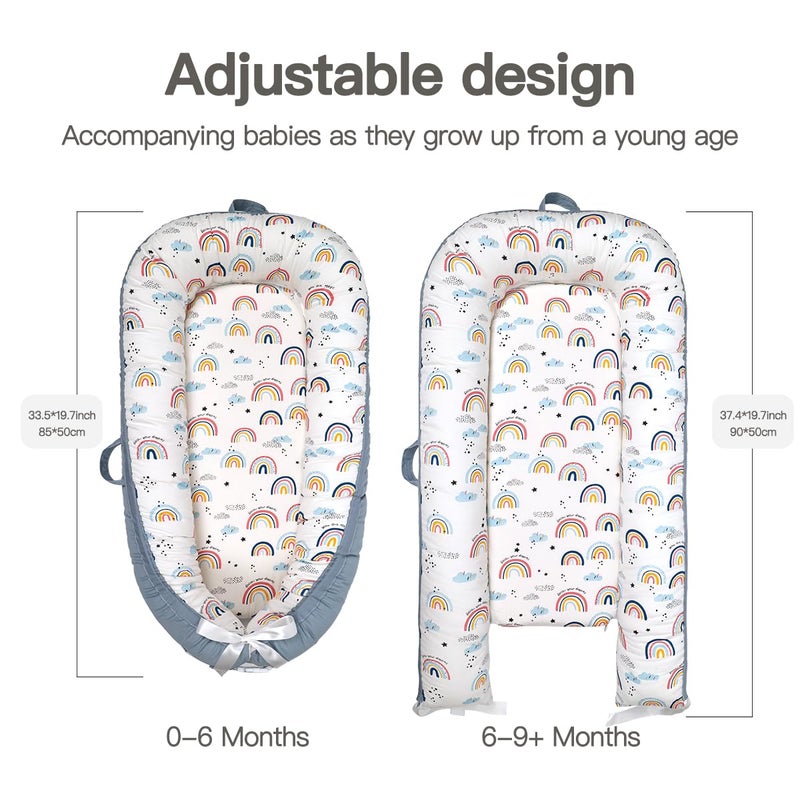 Bubbyhuts Baby Lounger-Breathable and Soft Organic 100% Cotton, Portable Infant Lounger with Removable Lounger Cover, Floor Lounger for Newborn - Sheep Monkey - Image 2
