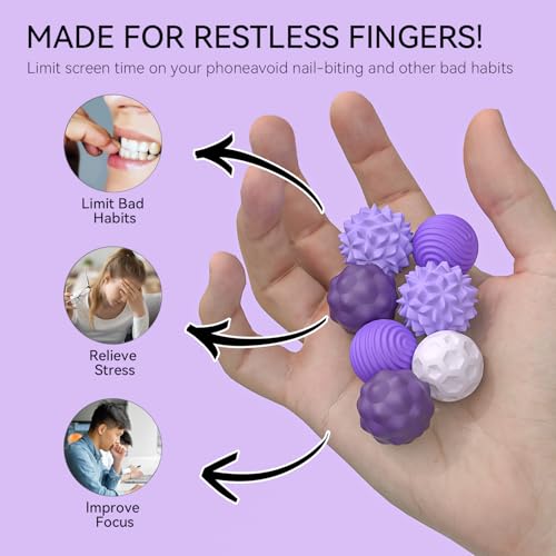 Ahorasky Fidget Toys 8Pcs Magnetic Attraction Stress Balls with Silicone Shell and Storage Box for Adults to Calm Restless Hands and Anxious Mind Silicone Roller Magnet Balls Sensory AdultsPurple - Image 5