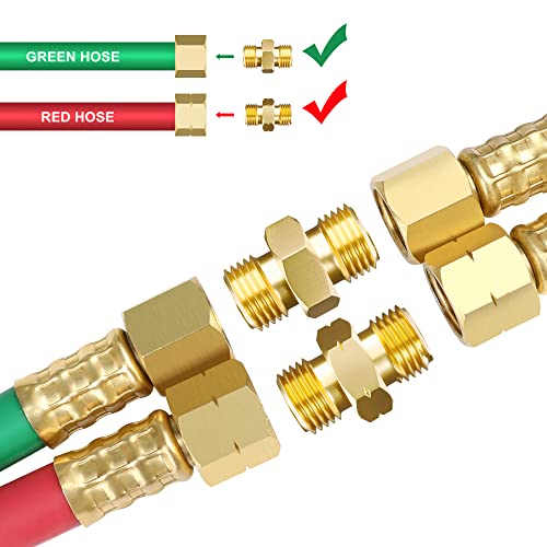 Hromee Welding Hose Coupler Adapter Set 9/16"-18 LH&RH for Oxygen Acetylene Twin Hose - Image 5