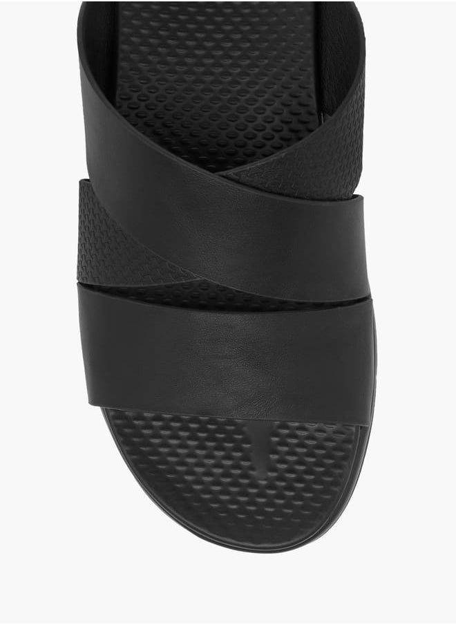 LBL by Shoexpress Men Textured Slip-On Cross Strap Sandals  - Image 3