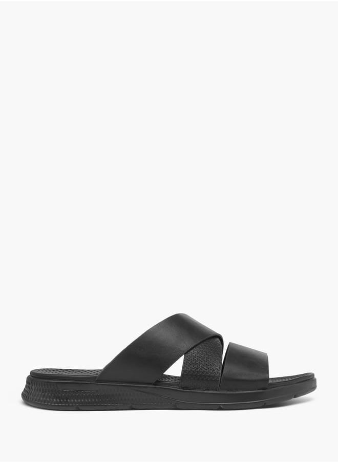 LBL by Shoexpress Men Textured Slip-On Cross Strap Sandals  - Image 1