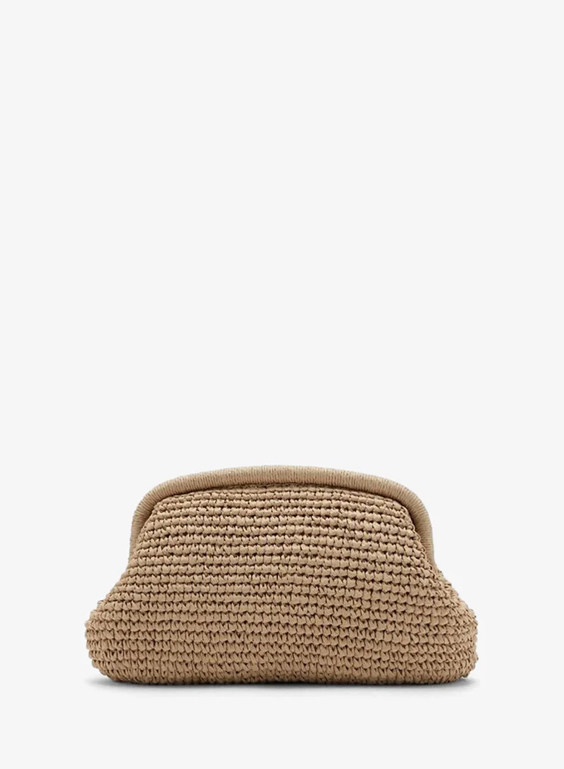 MANGO Natural Fiber Clutch Bag