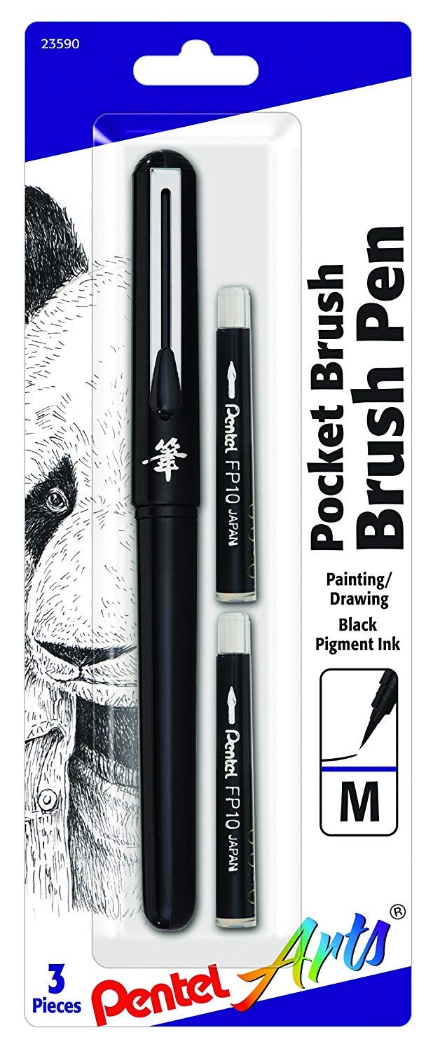 Pentel Pocket Brush Pen 1/Pkg-Black - Image 1