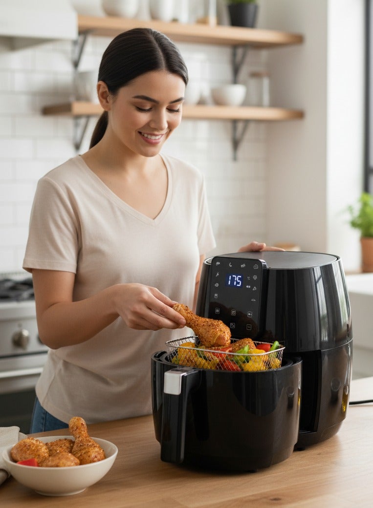 أريون اريون قلاية الهوائية الرقمية 6.5 لتر، 1800 واط - قلي صحي، درجة حرارة قابلة للتعديل ومؤقت 60 دقيقة (موديل: AR-6500AFDI) - Image 2