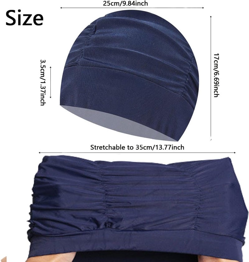 Ewandastore Colorful Pleated Nylon Cloth Swim Cap Large Swimming Cap Hot Spring Bathing Caps for Adult Men Women Long Hair - Image 3