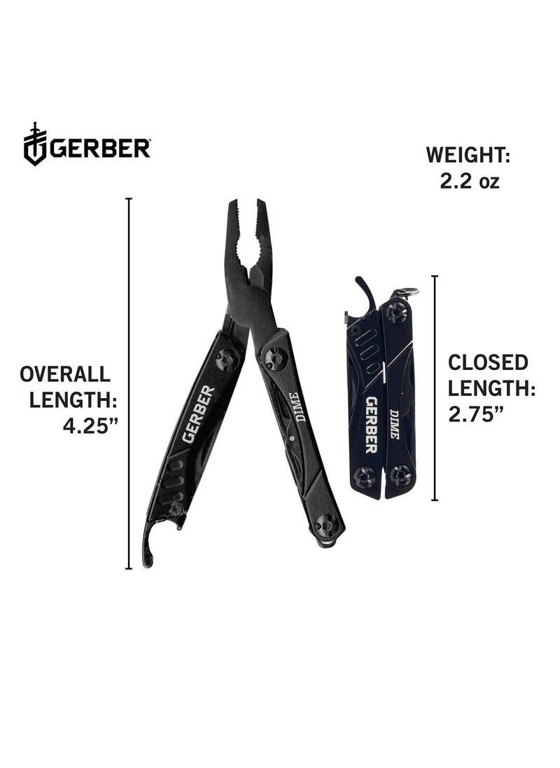 Gerber Gerber Gear Dime 12-in-1 Mini EDC Multitool - Needle Nose Pliers, Pocket Knife, Keychain, Bottle Opener - Gifts for Men, EDC Gear and Equipment - Black  - Image 2