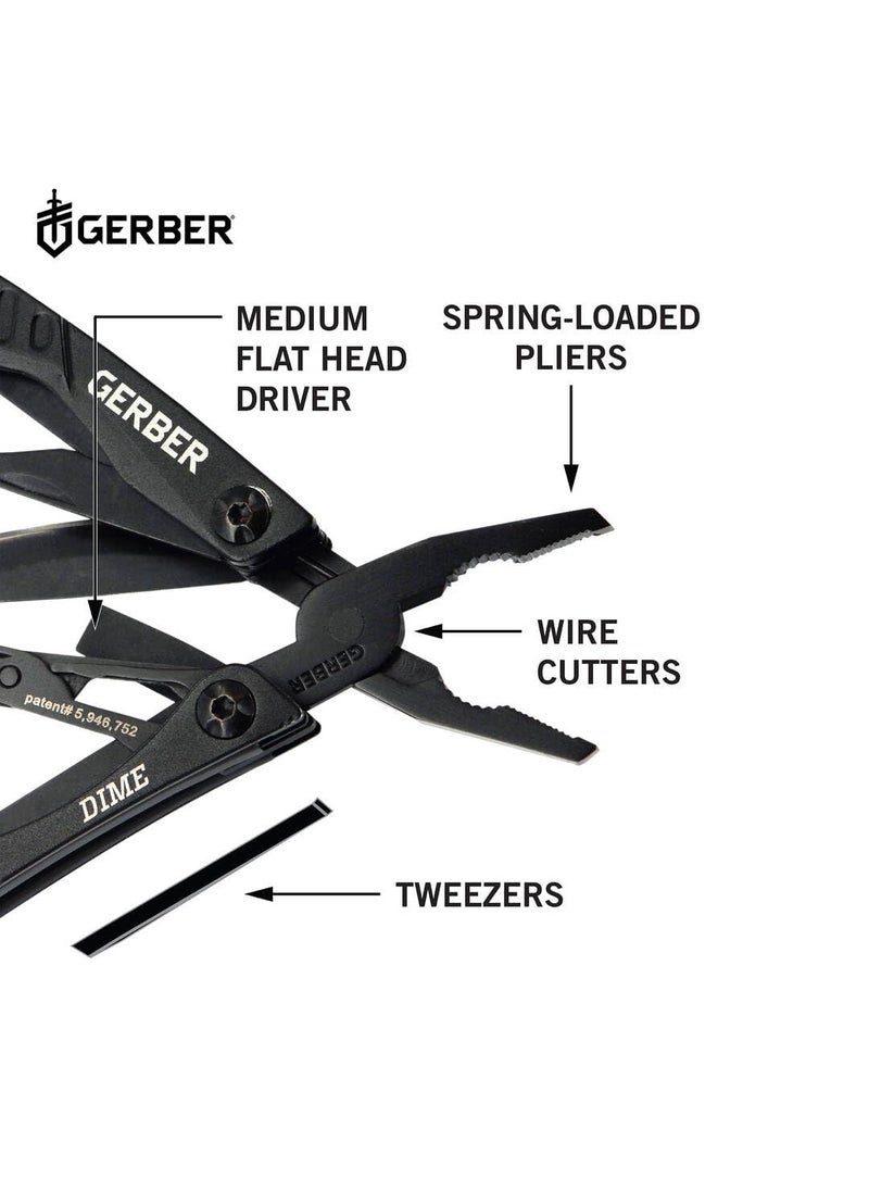 Gerber Gerber Gear Dime 12-in-1 Mini EDC Multitool - Needle Nose Pliers, Pocket Knife, Keychain, Bottle Opener - Gifts for Men, EDC Gear and Equipment - Black  - Image 4