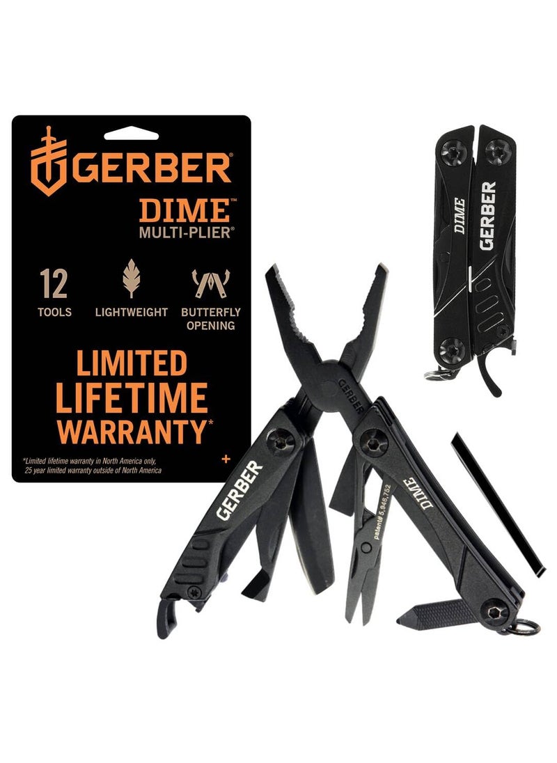 Gerber Gerber Gear Dime 12-in-1 Mini EDC Multitool - Needle Nose Pliers, Pocket Knife, Keychain, Bottle Opener - Gifts for Men, EDC Gear and Equipment - Black  - Image 1