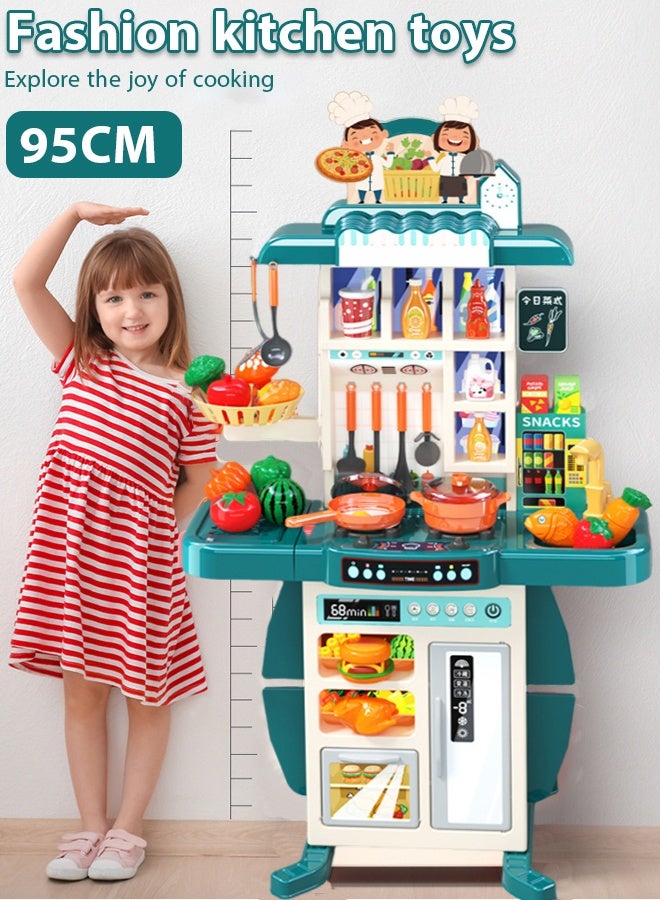 54Pcs Kids Kitchen Play Set,Interactive Kids Kitchen Play Set with 54Pcs of Pretend Kitchen Toys，Interactive Kids Kitchen Play Set Pretend Kitchen Toys，Realistic Sound Effects，and Simulated Function - Image 1