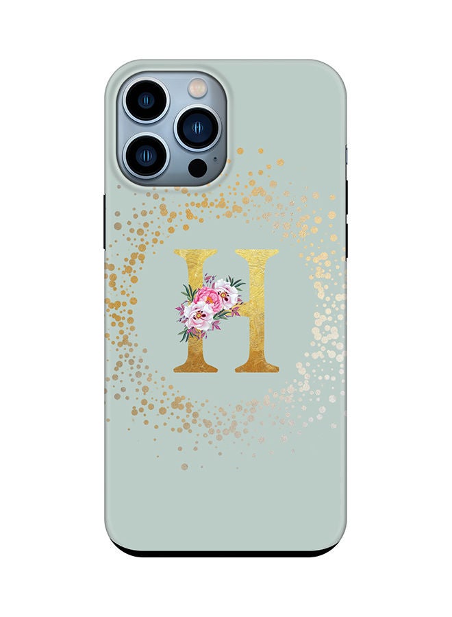 Stylizedd Monogram Tough Series for Apple iPhone 13 Pro Max Custom Initials Floral Pattern Tough Pro Dual Layer hybrid PC inner TPU protection Alphabet- H (Light Green) - Image 1