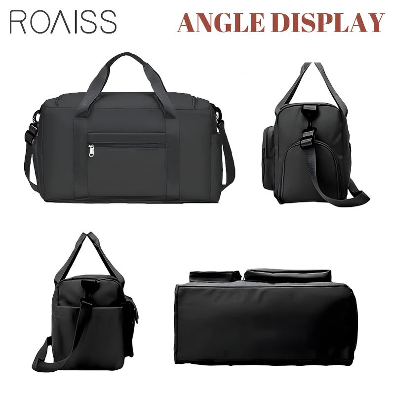 ROAISS Large Capacity Gym Sacks Waterproof Duffel Bag for Women Men Travel Sports Yoga, Black-20 Inch, Travel Duffle - Image 5