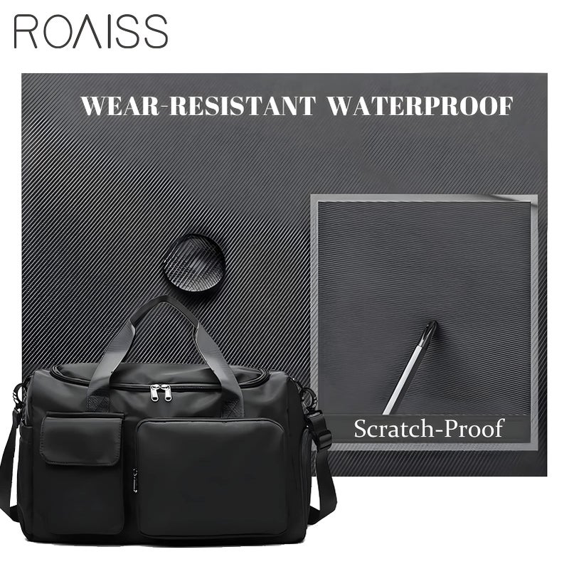 ROAISS Large Capacity Gym Sacks Waterproof Duffel Bag for Women Men Travel Sports Yoga, Black-20 Inch, Travel Duffle - Image 4