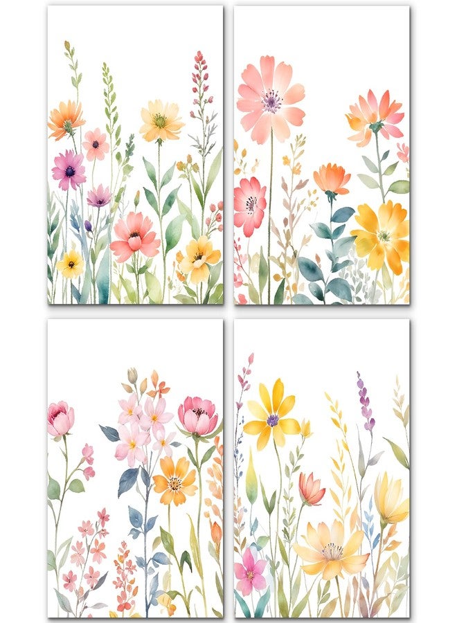 JINYO Watercolor Spring Flower Wall Art Prints Set of 4, Spring Wall Decor, Cottagecore Colorful Wildflower Floral Botanical Wall Decor Posters Pictures for Home Bedroom Living Room, 8x10 Unframed - Image 1