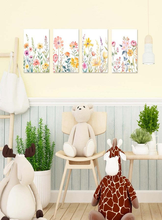 JINYO Watercolor Spring Flower Wall Art Prints Set of 4, Spring Wall Decor, Cottagecore Colorful Wildflower Floral Botanical Wall Decor Posters Pictures for Home Bedroom Living Room, 8x10 Unframed - Image 4