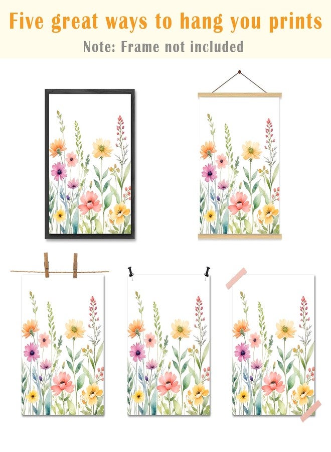 JINYO Watercolor Spring Flower Wall Art Prints Set of 4, Spring Wall Decor, Cottagecore Colorful Wildflower Floral Botanical Wall Decor Posters Pictures for Home Bedroom Living Room, 8x10 Unframed - Image 3
