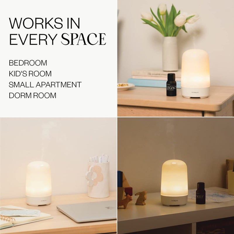 Vitruvi Glow Ultrasonic Essential Oil Diffuser | Aromatherapy Diffuser for Home, Kids Room, Room Decor (100 ml) White - Image 4