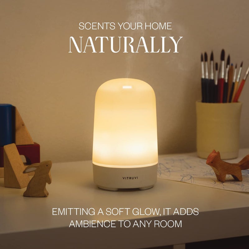 Vitruvi Glow Ultrasonic Essential Oil Diffuser | Aromatherapy Diffuser for Home, Kids Room, Room Decor (100 ml) White - Image 2