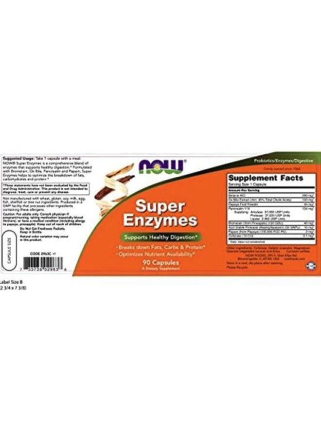 Now Foods Super Enzymes Dietary Supplement - 90 Capsules - Image 2