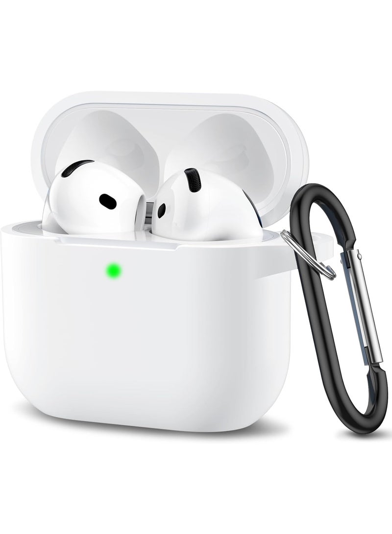 Soft Silicone Full Protective Case Compatible with AirPods Pro - AirPods Pro 2 with Keychain for Women Men (White) - Image 1