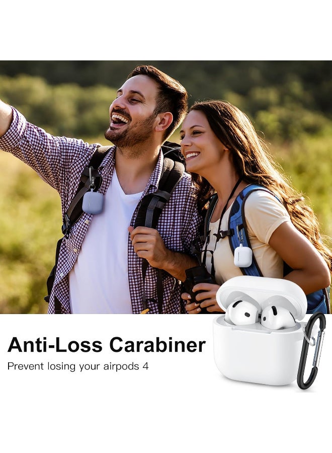 Soft Silicone Full Protective Case Compatible with AirPods Pro - AirPods Pro 2 with Keychain for Women Men (White) - Image 3