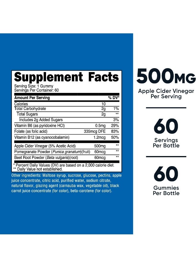 Nutricost Apple Cider Vinegar 500Mg, 60 Gummies, Apple Flavored - Gluten Free, Non-Gmo, No Corn Syrup - Image 2