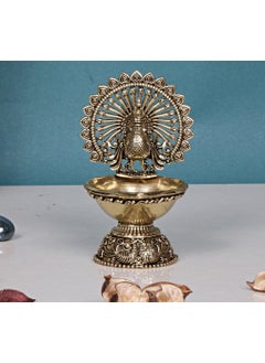 ARTVARKO Artvarko Brass Bird Peacock Oil Diya Lamp Table Decor with Stand for Home Diwali Gift Temple Pooja 3 Inch 