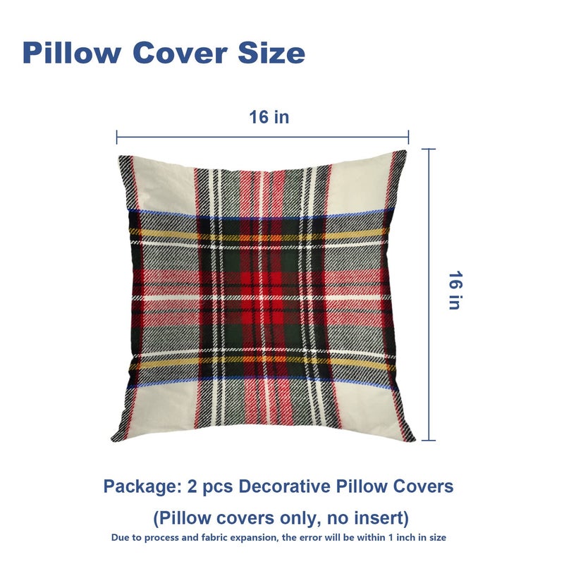 Batmerry Red White Plaid Decorative Pillow Covers  16 x 16 Inch Colorful Scottish Tartan Plaid Double Sided Throw Pillow Covers Sofa Cushion Cover Square 16 Inches(Set of 2) - Image 5