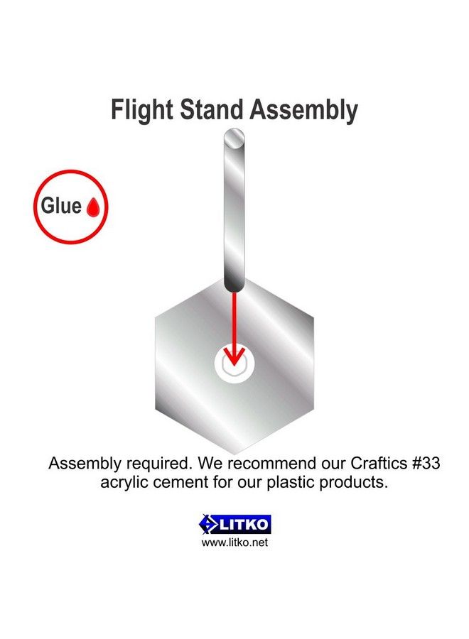 LITKO Acrylic Flight Stands 30Mm Hexagon 3Mm Clear 2 Inch Peg (25) - Image 5