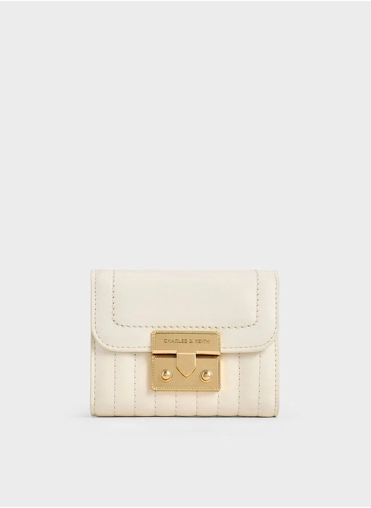 Charles & Keith Donna Crinkle-Effect Wallet - Cream  - Image 1