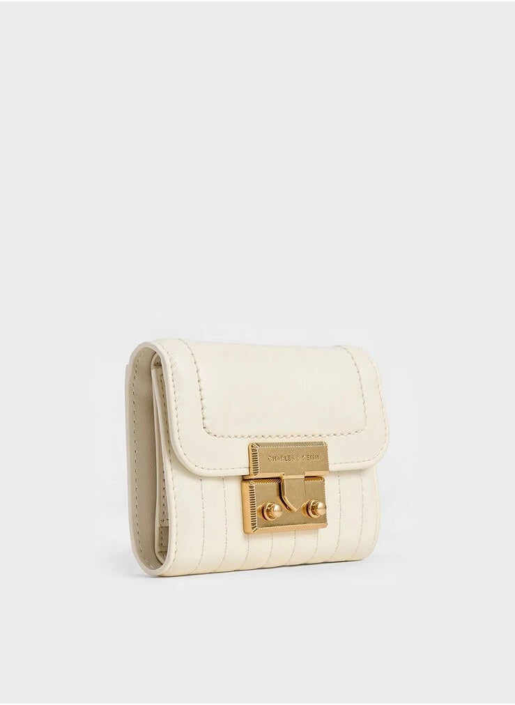 Charles & Keith Donna Crinkle-Effect Wallet - Cream  - Image 2
