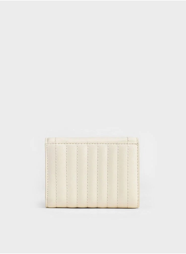 Charles & Keith Donna Crinkle-Effect Wallet - Cream  - Image 3