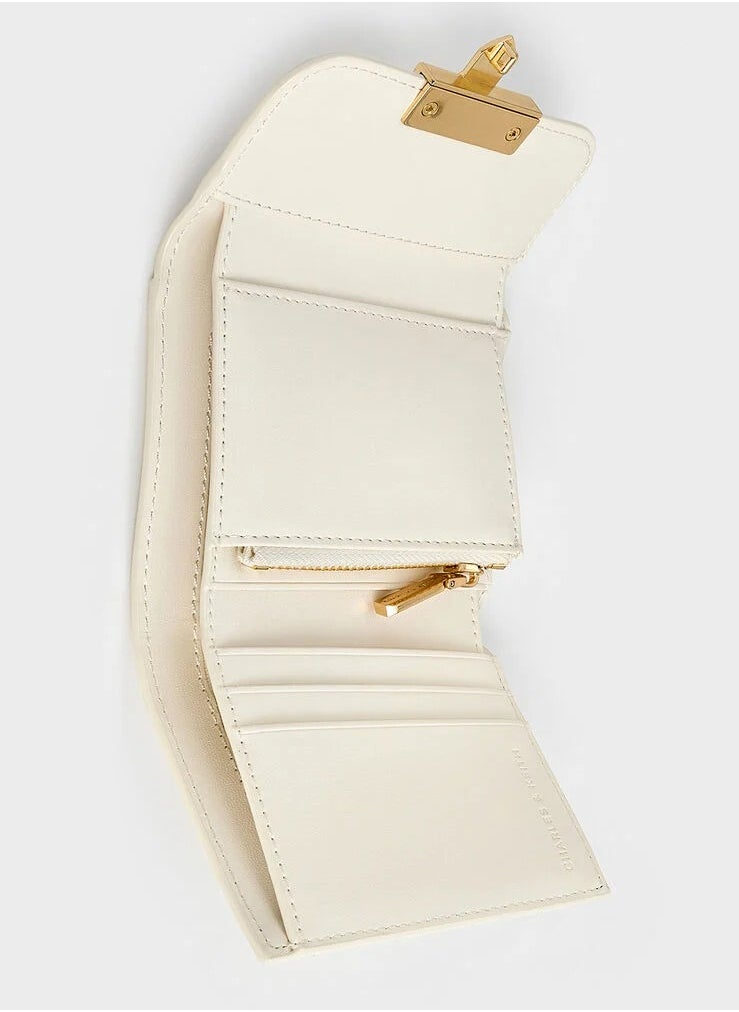 Charles & Keith Donna Crinkle-Effect Wallet - Cream  - Image 5