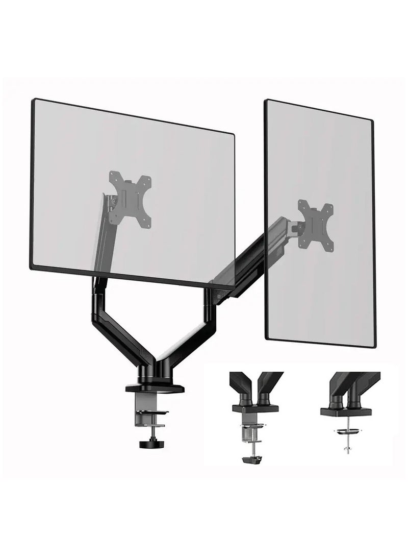 ALAMAREQ Dual Monitor Mount for 2 Monitors up to 32 inches, Each Arm Holds Max 22lbs, Dual Monitor Stand with Gas Spring System, Height-Adjustable/Tilt/Swivel/Rotate, VESA Standard 75mm or 100mm  - Image 1
