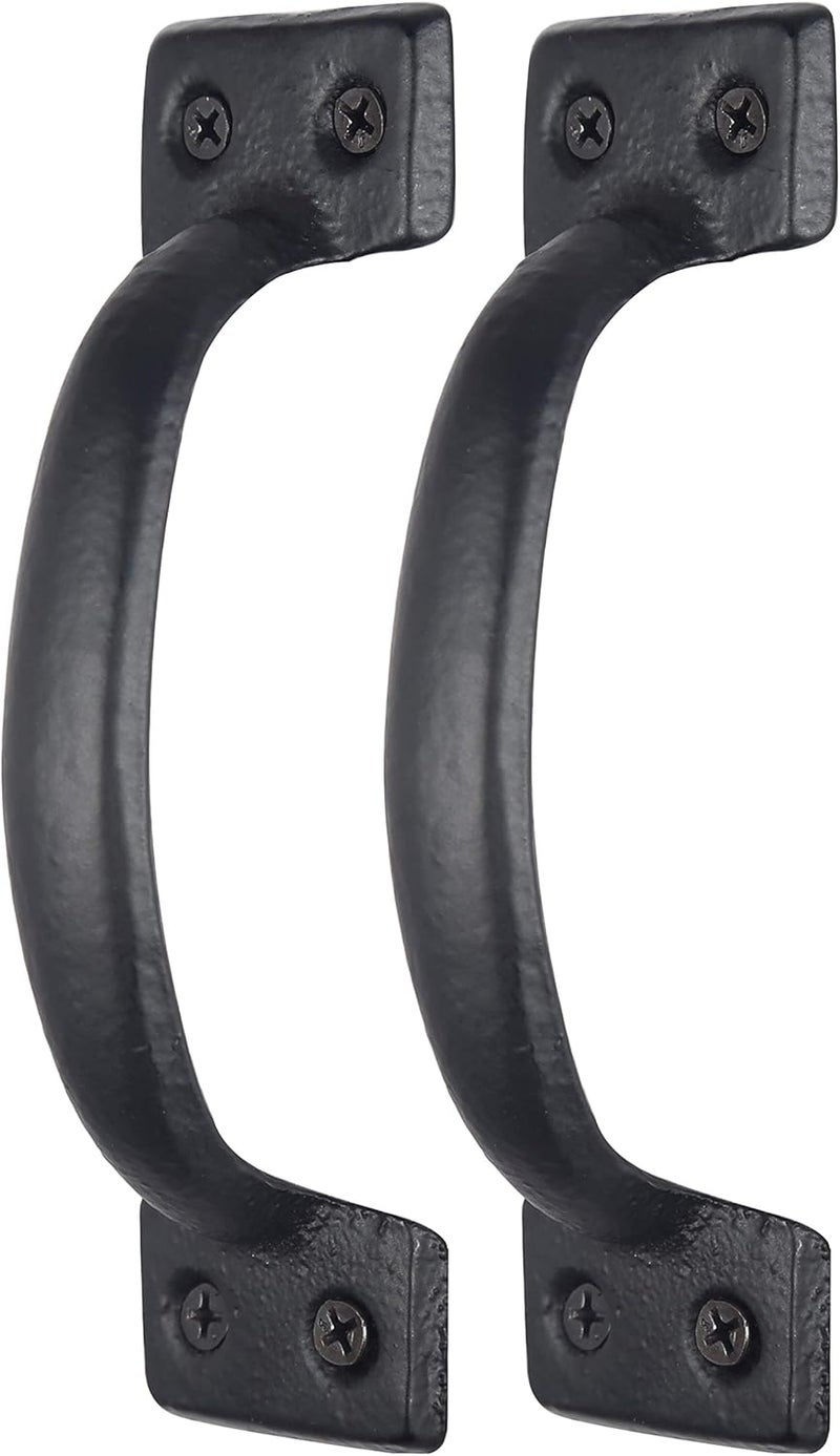 WEBI Rustic Gate Handle:Cast Iron Sliding Barn Door Handle,Vintage Gate Pull Handle Fence Cabinet Handles for Outdoor,Garage,Interior,Black,2 Packs - Image 1