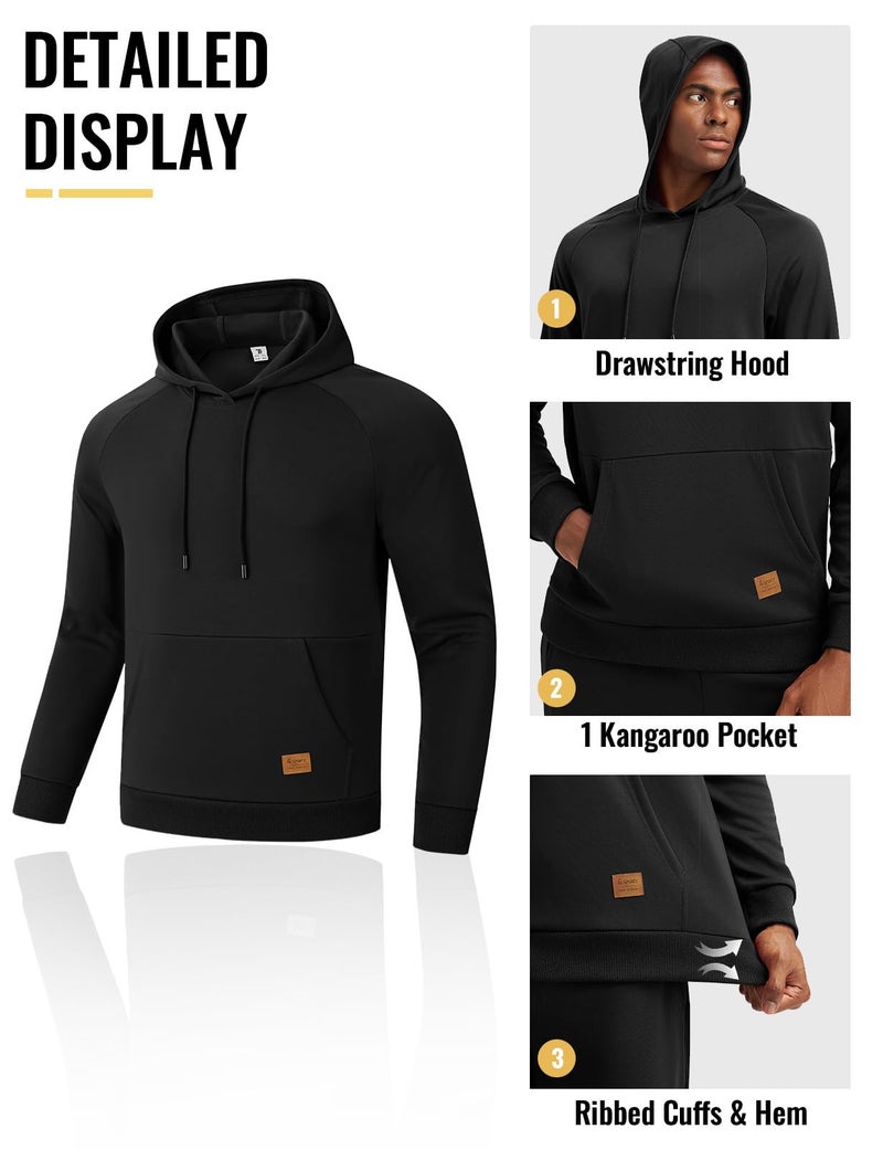 Rdruko Men's Sweat Track Suit Jogger Sweatsuits Tracksuits Workout Athletic Suit 2 Piece Set, Black, M - Image 5