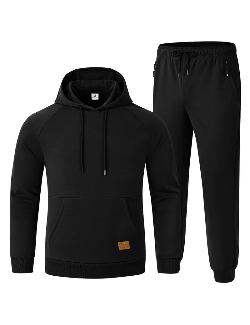 Rdruko Men's Sweat Track Suit Jogger Sweatsuits Tracksuits Workout Athletic Suit 2 Piece Set, Black, M - Image 1